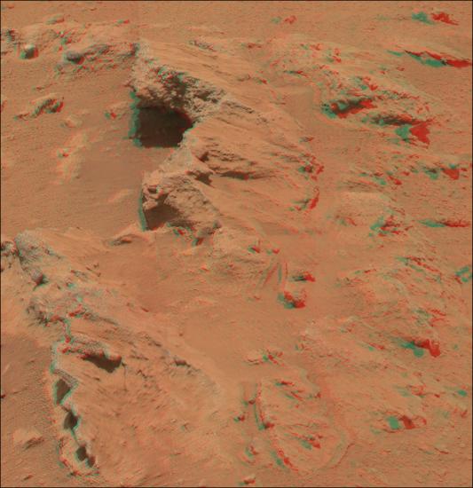 3D Anaglyph of Hottah outcrop on Mars