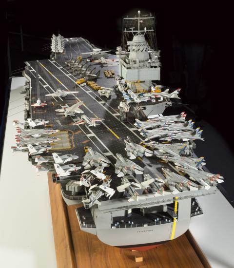 Stern of USS Enterprise Aircraft Carrier Model with jets