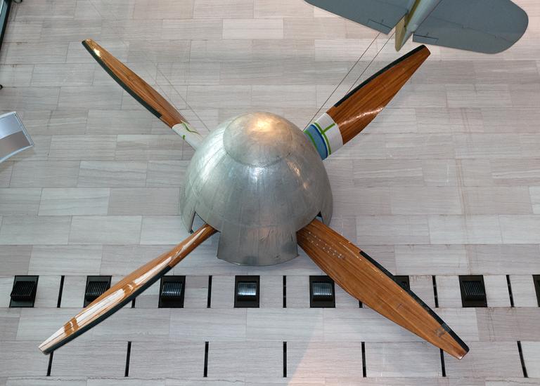 NACA Wind Tunnel Fan on display in the Boeing Milestones of Flight Hall