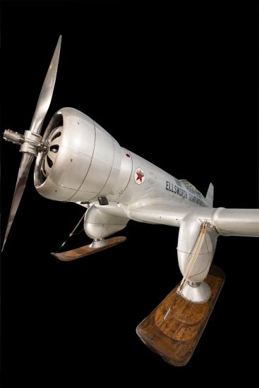 Nose and wooden sled-like landing gear of Northrop Gamma "Polar Star" aircraft