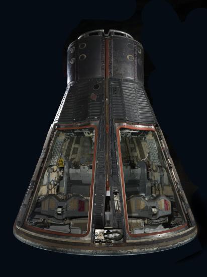 Interior views of the Gemini VII two-man space capsule.