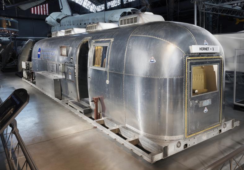 Silver Airstream trailer used for quarantine of Apollo