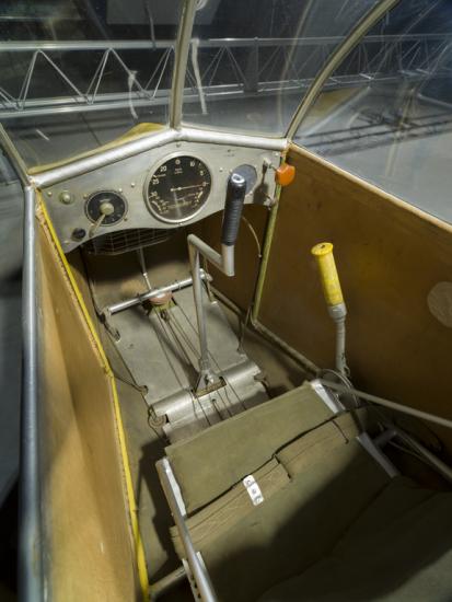 View of the instrument panel and the cyclic-pitch lever. 