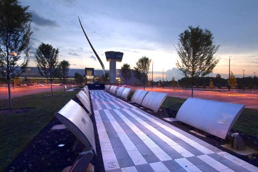 Wall of Honor at Night Outside Udvar-Hazy Center