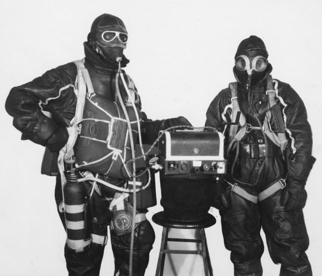 Pilots wearing state of the art in high altitude reconnaissance equipment