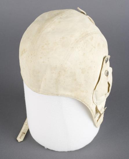 white cotton flying helmet