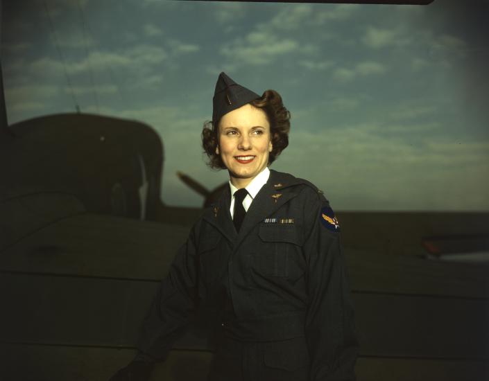 Pilot in Women’s Air Service prior to take-off.