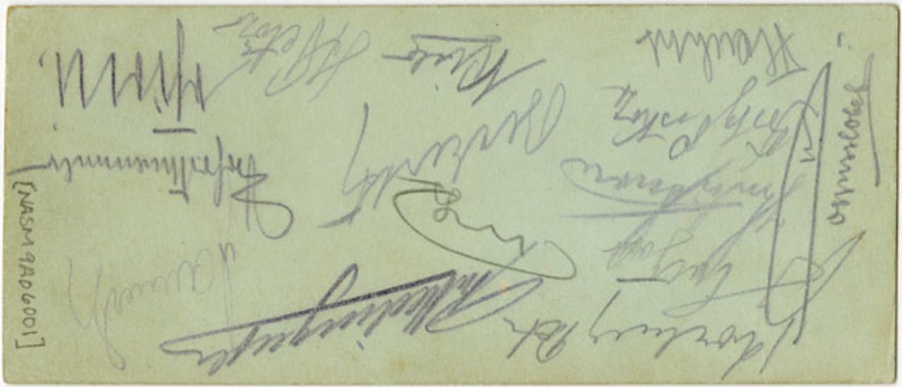 Autographs on back of card