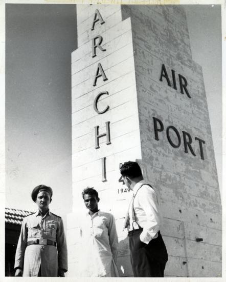 Lanphier with two men in Karachi