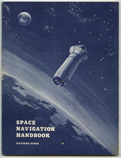 Book cover with blue tinted image--half of earth in lower left corner, moon in upper left corner with stylized rocket flying into a starry sky. Title in lower left corner