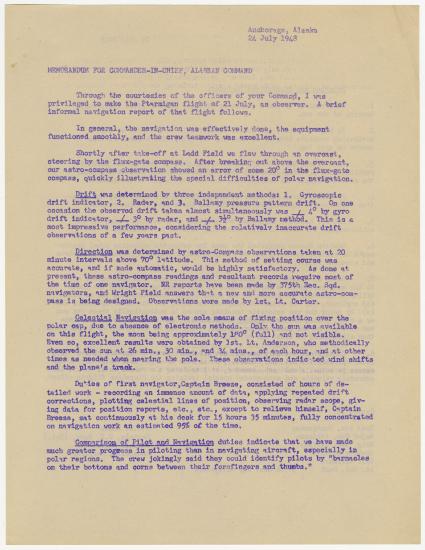 Reproduction of typed memorandum