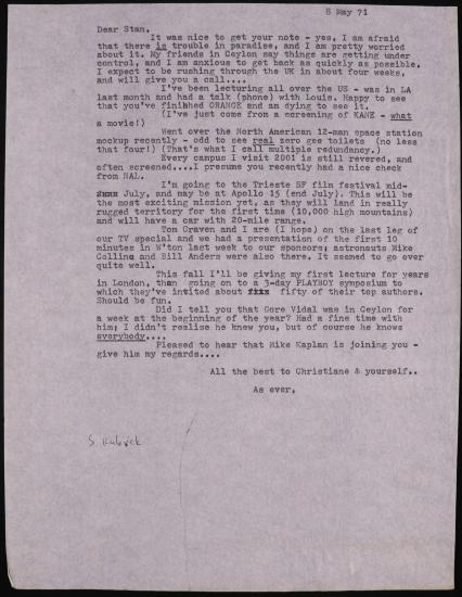 Typewritten reproduction of letter without signature