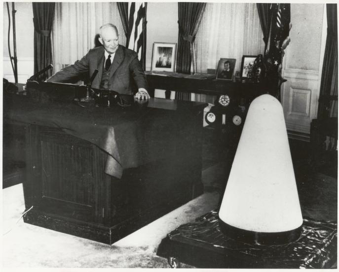 Dwight Eisenhower and Jupiter C Missile Nose Cone