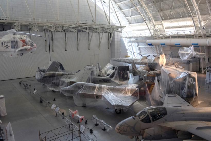 photo of aircraft covered in plastic