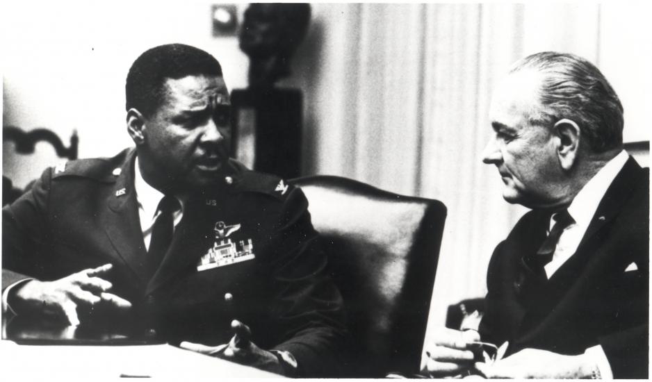 President Lyndon B, Johnson and Col. Daniel "Chappie" James