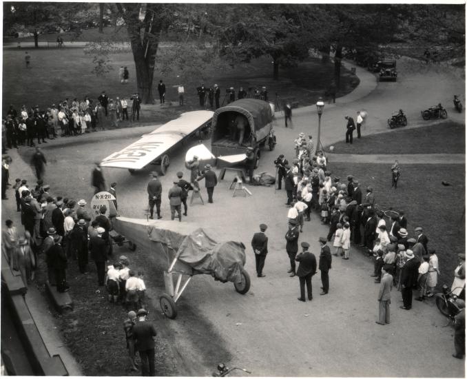 The Spirit of St. Louis arrives at the Smithsonian