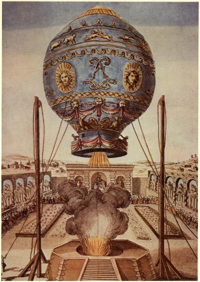 Illustration Showing the First Manned Free Ascent in a Balloon