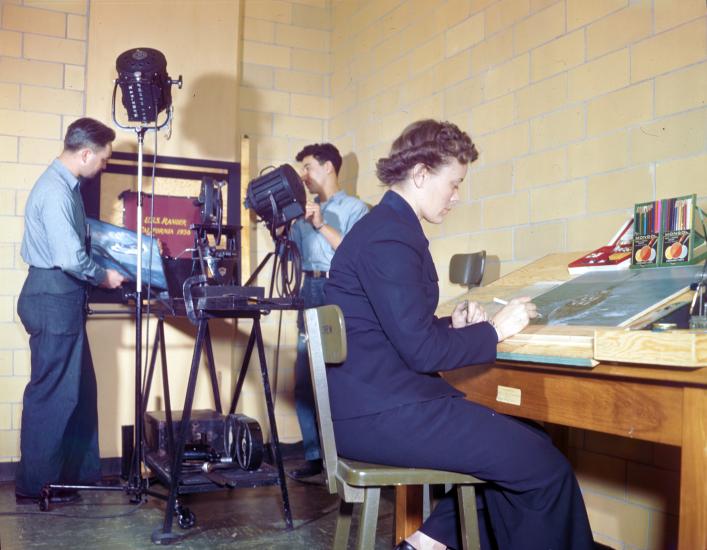 A WAVES artist in the photographic lab at NAS Norfolk