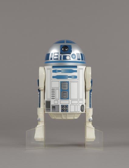 A photo of an R2-D2 action figure issued for The Empire Strikes Back.