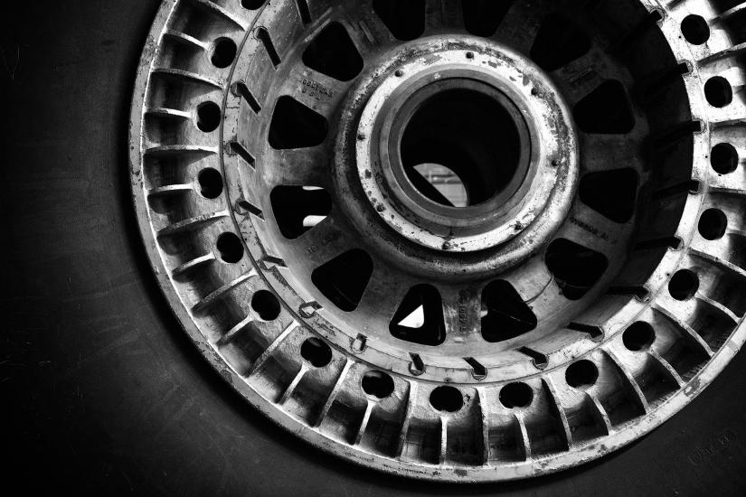 black and white photo of tire