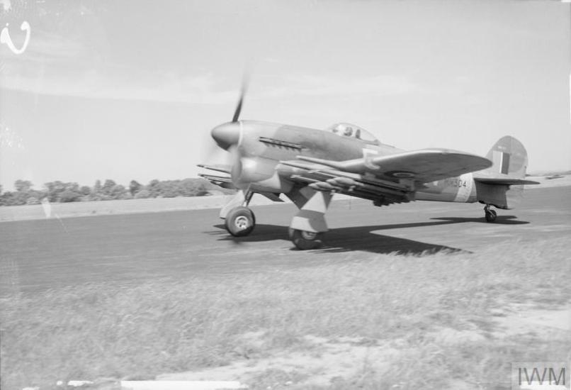 A rocket-equipped Hawker Typhoon IB of Royal Air Force No. 164 Squadron