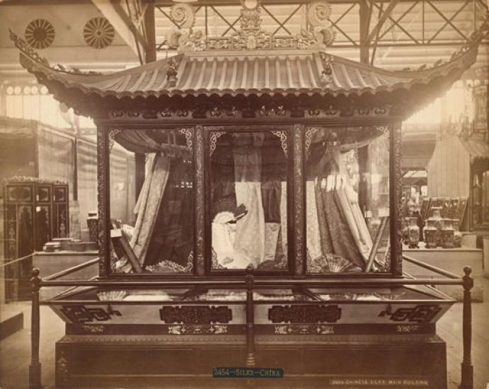 Silks and other wares on display in theExhibition.