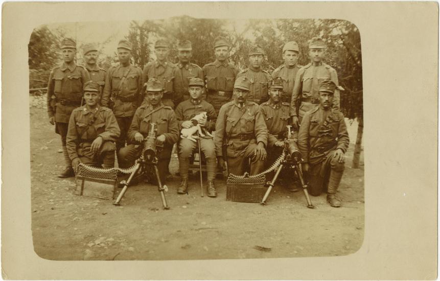 Two rows of men in military uniform