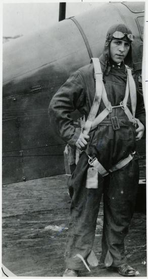 Man in front of an airplane