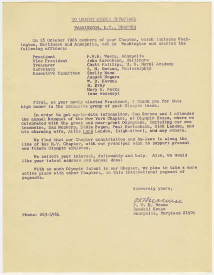 Reproduction of typed letter signed by Phillip P.V.H. Weems