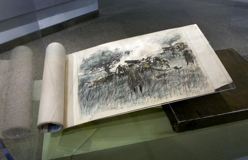 Close-up of a sketch book. 