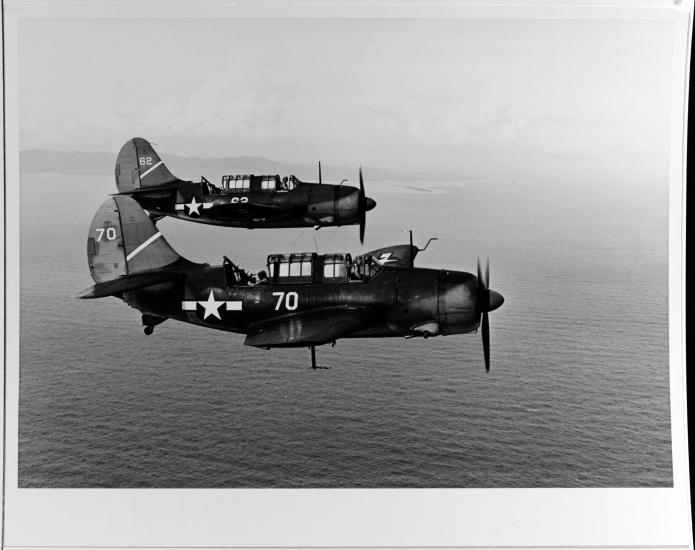 SB2C-1Cs from USS Yorktown circa 1944 (with antenna for the ASB radar)