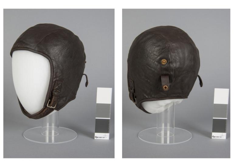 Anne Morrow Lindbergh Flight Helmet, After Treatment.