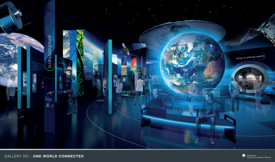 Artistic rendering of a future exhibition about the connections of the world in the modern age.