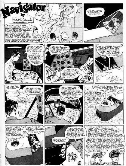 Black and white comic strip. 