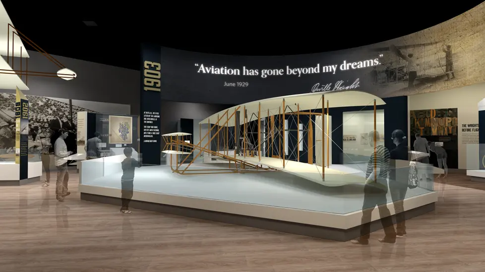 Artist rendering of an upcoming exhibition about the Wright brothers.