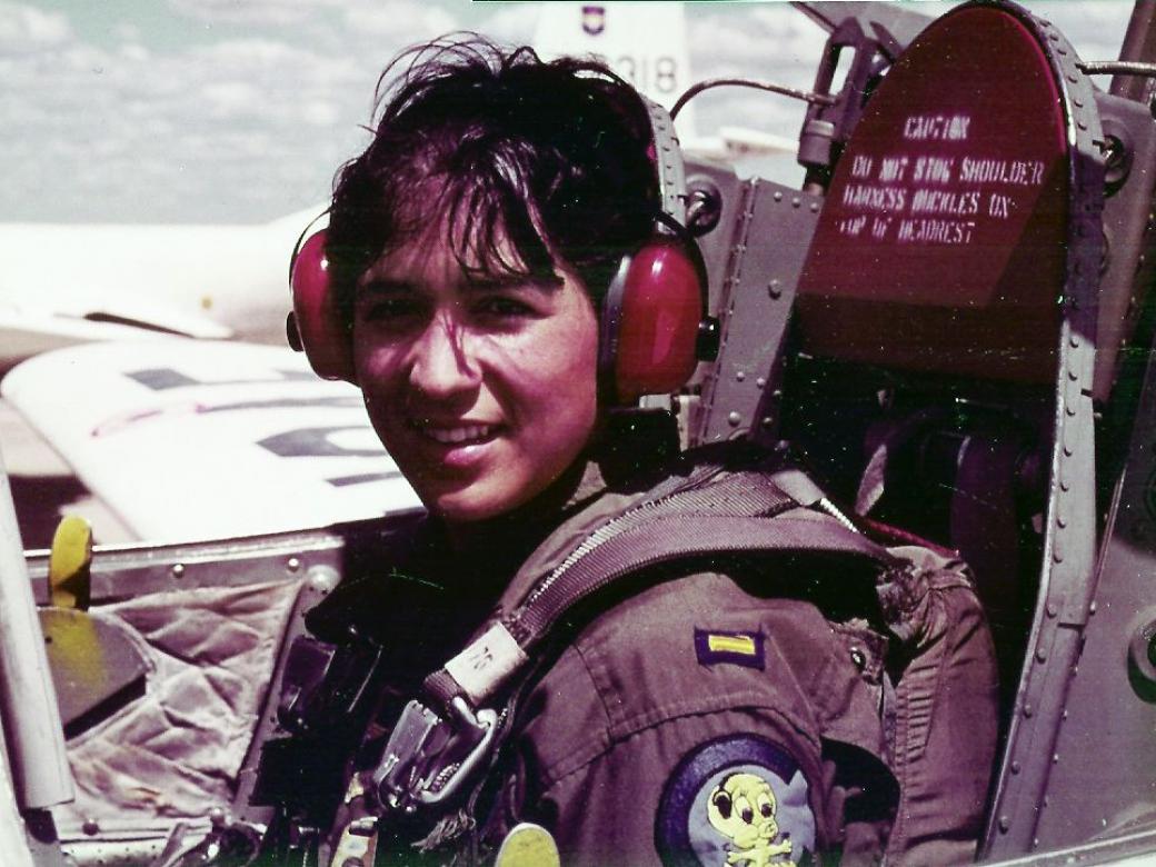 Retired Air Force Lt. Col. Olga Custodio, pictured in flight training.