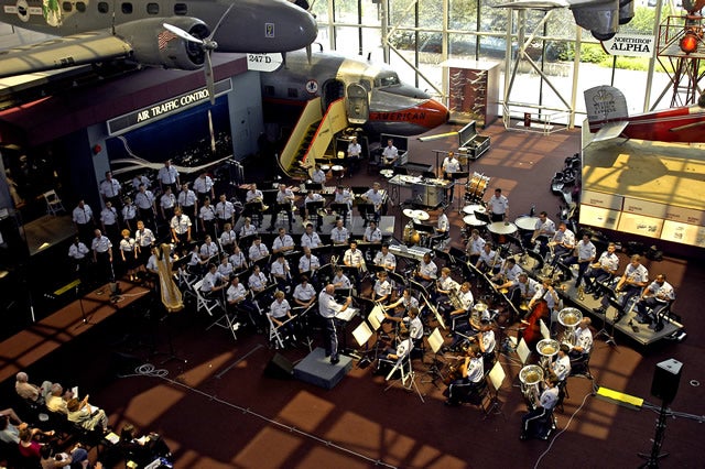 The United States Air Force Band performing in the Air Transportation gallery during the 2004 summer concert series.