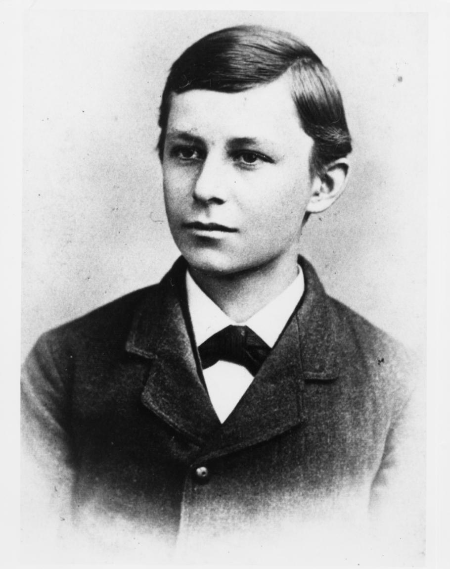 Black and white portrait of a young man.